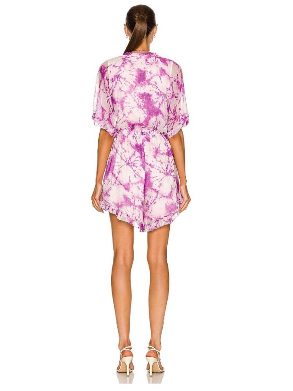 Rococo Sand Womens Ava Purple Tie Dye Short Sleeve Romper Viscose Lined Beachy S - Picture 3 of 8